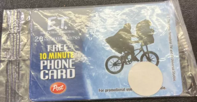 E.T. The ExtraTerrestrial 20th Anniversary 10 Minute Phone Card Post Cereal cbox