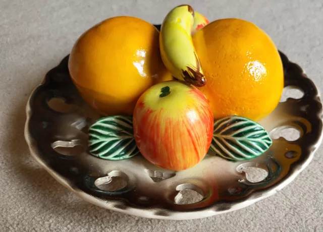 Barbotine Trompe l’œil Coupe de FRUITS Bords ajourés