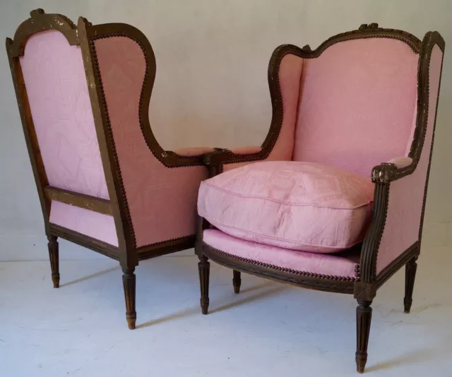 Pair of 19thC French Louis XVI Bergere Armchairs - Reupholstery Option