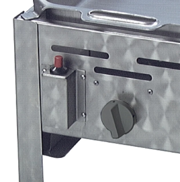 Edelstahl Gastrobräter, Gasgrill 1 flammig mit Rost und Pfanne, 34 x 27 x 53 cm 3