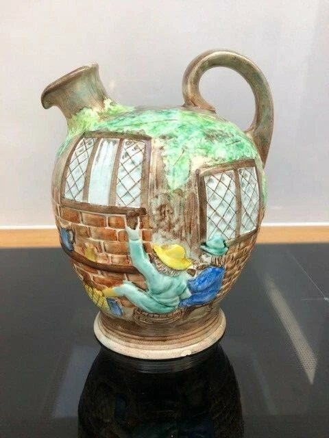 Vintage H J. Holz Burslem Keramik handbemalt Krug Krug Vase - Tavernenszene