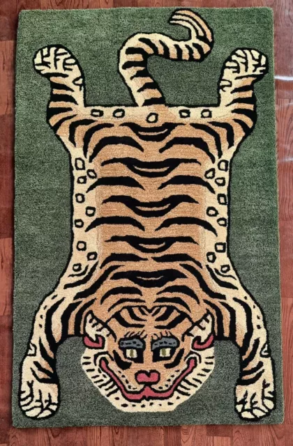 Alfombra tibetana de tigre con 100% lana, 3x5 pies para decoración del...