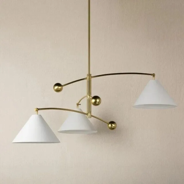 1950's Mid Century Channing Sputnik Chandelier Matt Brass Ceiling Pendant Light