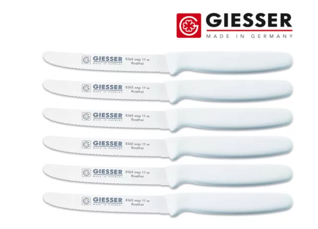 6er Set Giesser Messer Tomatenmesser Brötchenmesser Universalmesser weiß 11cm