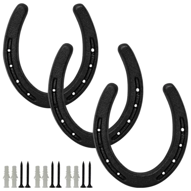 Woodside Cast Iron Home & Garden Horseshoe Hanging Wall Decoration, Pack of 3