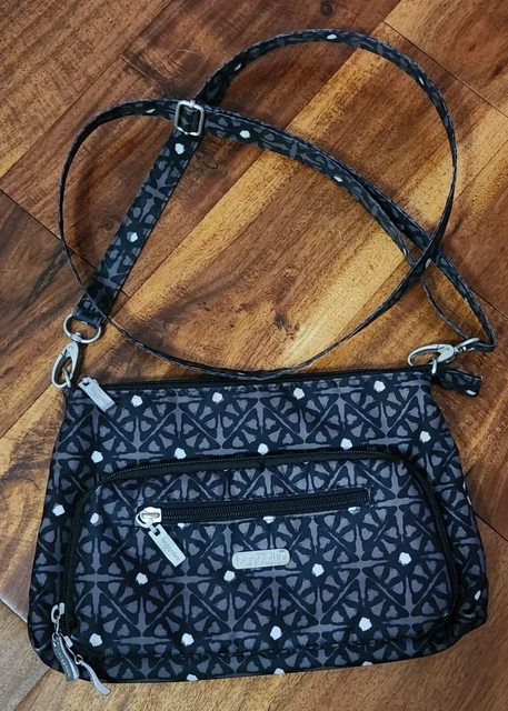 Baggallini  Crossbody Small Bag Gray & Black Diamond Design - EUC