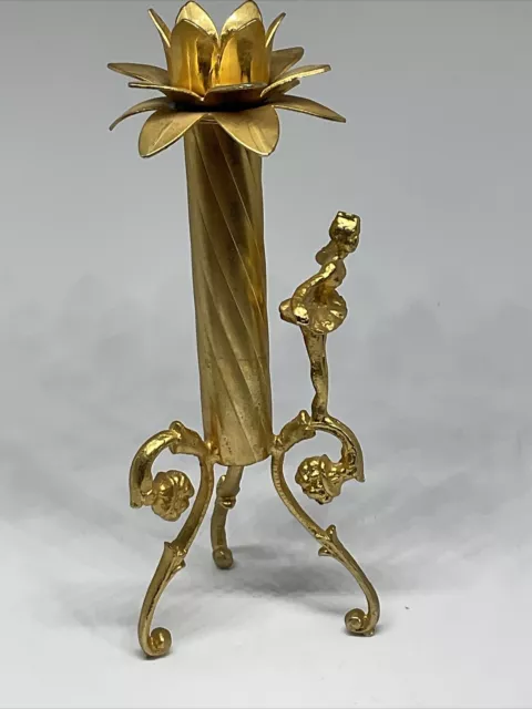 Gilt Bronze French Candlestick, ballerina and floral detail, ornate, very arty 3