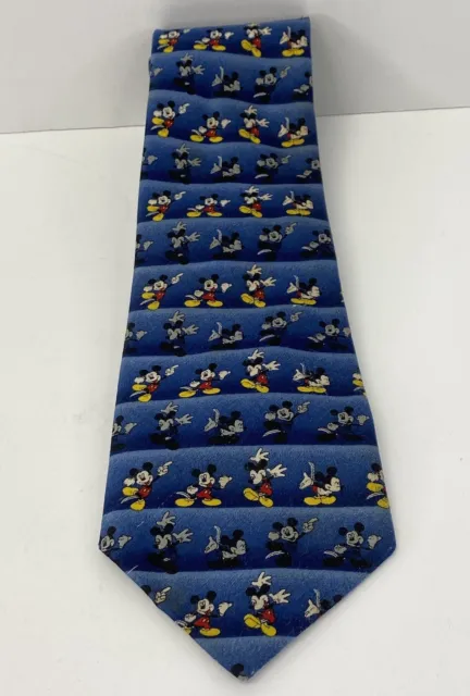 Vintage Disney Mickey Mouse Novelty Blue Neck Tie - Mickey Unlimited EUC