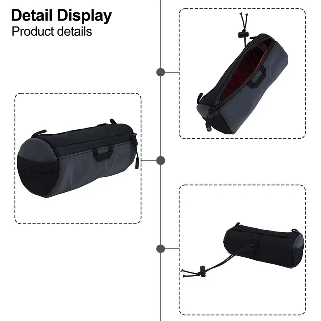 Sacoche Guidon Vélo Cylindrique 1L - Réfléchissante, Fixation 3 Points, Bandoulière Réglable, Pour Route/VTT/plié - 10