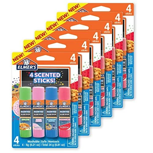 Palos de pegamento perfumado Elmer's lavables aromas transparentes surtidos 6 gramos 6 paquetes de...