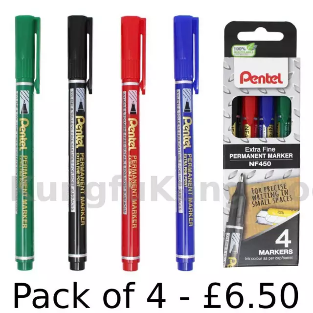 Pentel Extra Fine Permanent Marker Pen 1.6mm Bullet Tip NF450 - Select Colour