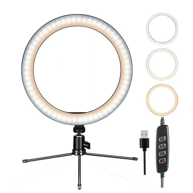 Anillo de belleza LED de 10" con soporte de montaje para maquillaje de transmisión de video por teléfono