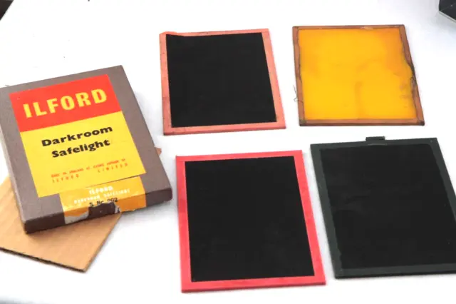 FOUR Ilford/Wratten/Criterion  Darkroom Safelight Filters 5x7",Y Yellow,3B,ISO