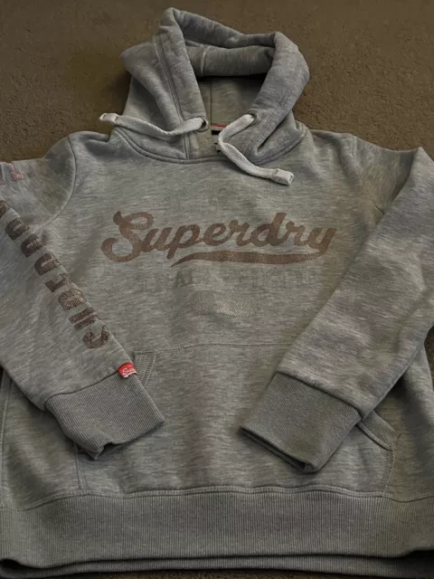 Superdry Women’s Light Grey Track & Field Hoodie Uk Size 10