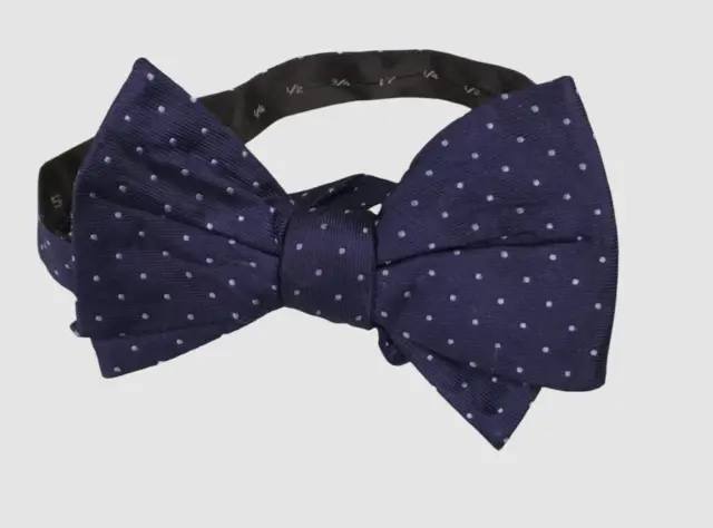 $50 Ryan Seacrest Mens Blue Adjustable Polka Dot Pre Tied Silk Bow Tie