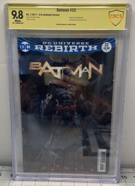 Batman #22 Lenticular Cover Tom King Cbcs Ss 9.8 Nm/Mt Jason Fabok Signature