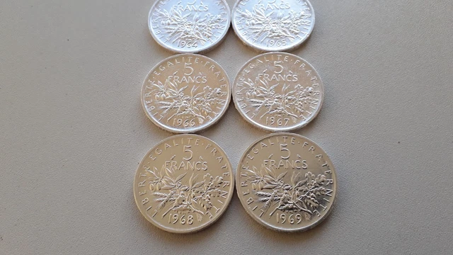 lot 5 Francs Semeuse 10 pièces de 1960 à 1969    SPL 3