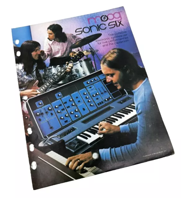 Vintage 70s MOOG SONIC SIX Electronic SYNTHESIZER Booklet PROMO AD Brochure 1974