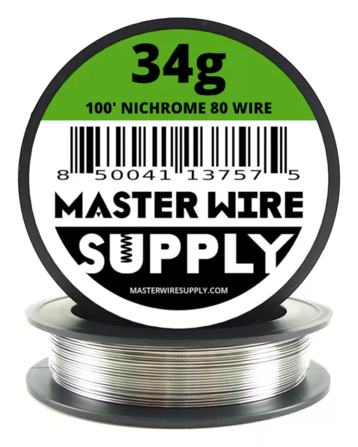 MWS - Nichrome 80 - 100 ft - 34 Gauge Round Wire