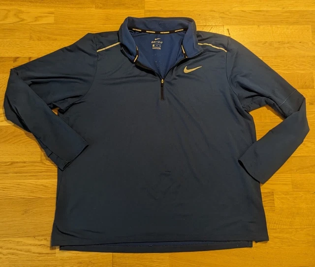 Maglietta da uomo NIKE RUNNING DRI-FIT 1⁄4 ZIP BLU a maniche lunghe taglia XXL 2 extra large