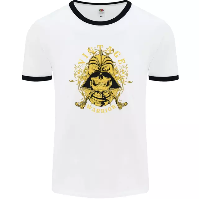 T-shirt vintage Warrior Samurai Bushido MMA Skull da uomo bianca