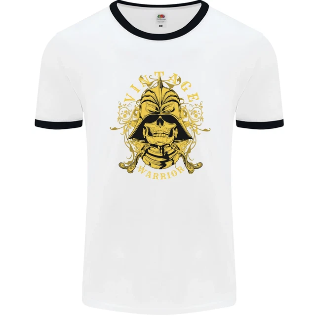 Vintage Warrior Samurai Bushido MMA Skull Mens Ringer T-Shirt