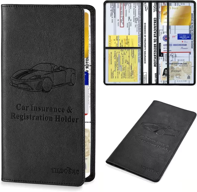 Car Registration & Insurance Card Holder：Auto Glove Box Organizer Document Walle