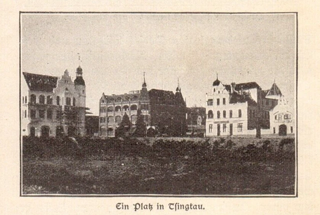 China Tsingtau Qingdao anno 1906 Ein Platz in Tsingtau - Hist. Abb. von 1906