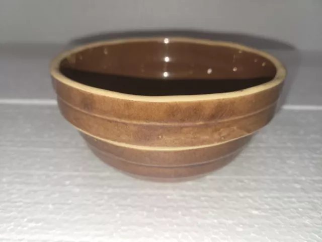 Vintage Late 1800s Early 1900s USA Banded Small Bowl Brown