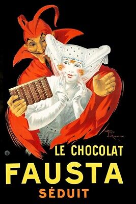 Poster Manifesto Locandina Vintage Pubblicità Cioccolato Fausta Arredo Ufficio