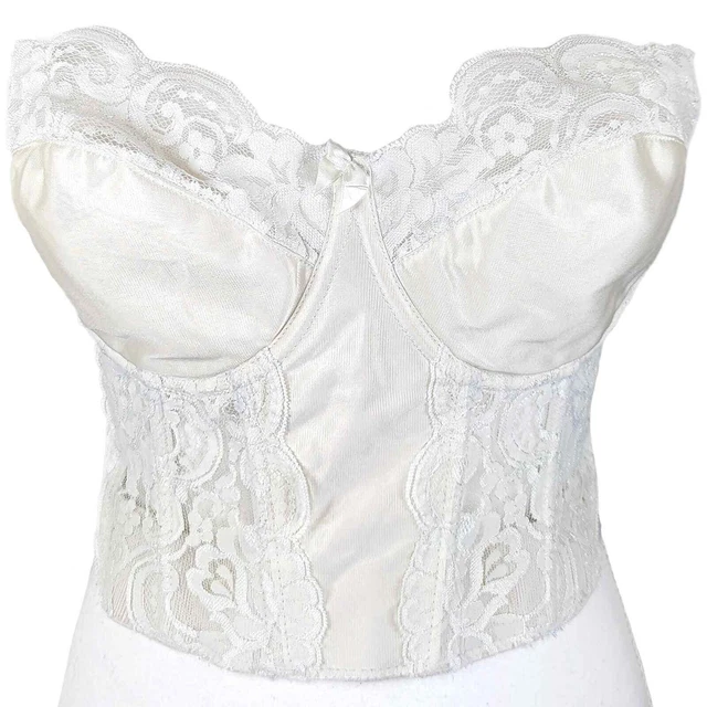 VINTAGE VICTORIA’S SECRET Ivory Lace Corset Bustier Gold Label Satin