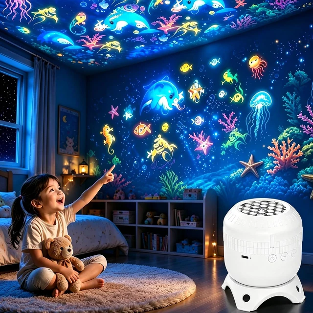 OCEAN PROJECTOR, NIGHT Light Projector with 8 Films £15.85 - PicClick UK