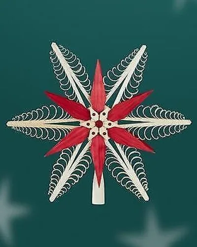 Adorno Navidad Punta Superior de Árbol Media Con 2 Estrellas Rojo ( Ambos Lados