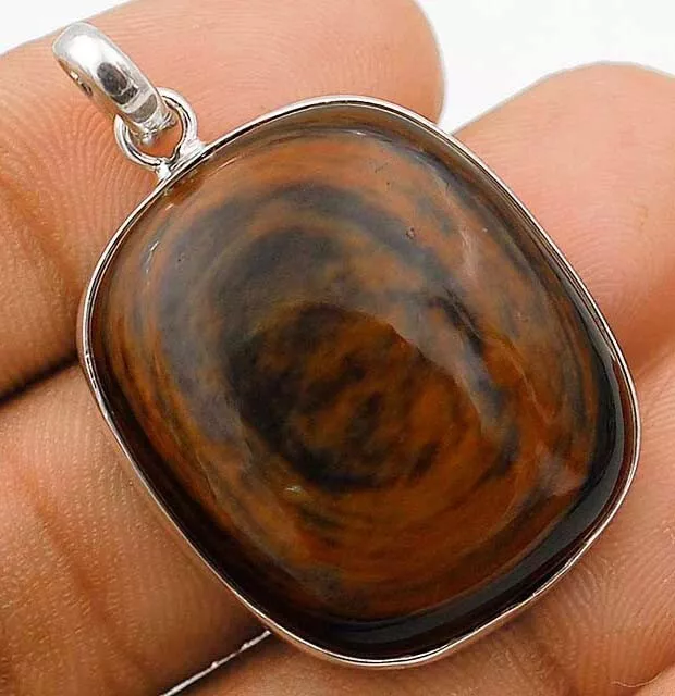 Natural Golden Obsidian Eye 925 Sterling Silver Pendant Jewelry ED5-4