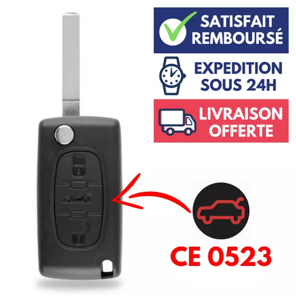 Accessoire téléphonie pour voiture GENERIQUE Clé de voiture télécommande 2  boutons ID46 433 MHz pour Peugeot 207 307 308 407 807