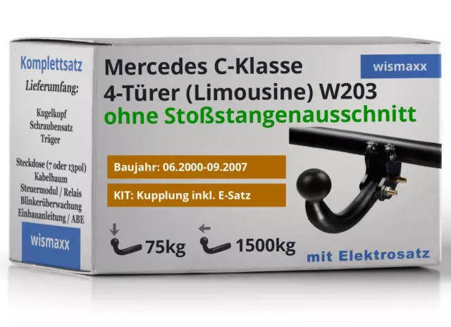 ANHÄNGERKUPPLUNG für Mercedes C-Klasse W203 00-07 starr BRINK +13pol E-Satz SPEZ
