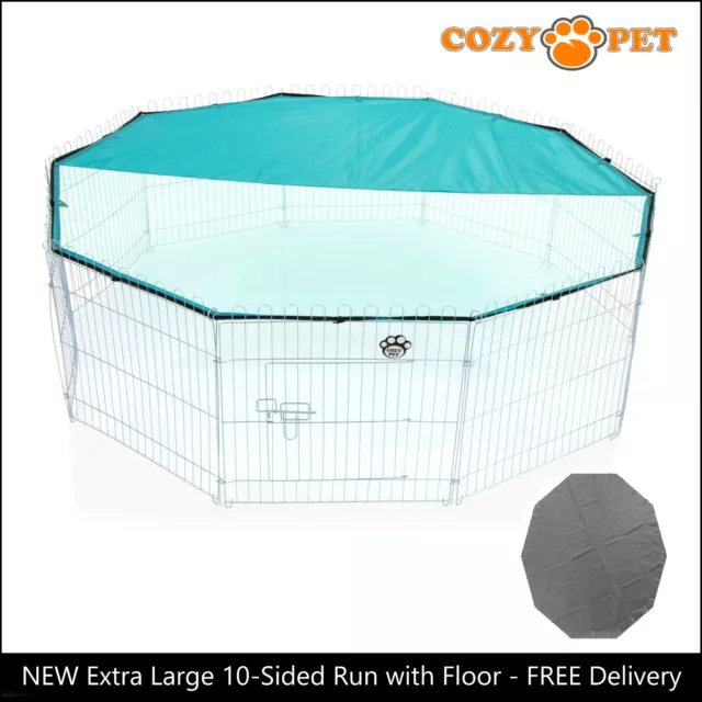 Cozy Pet Rabbit Run 10 Sided Play Pen With Floor Guinea Pig Playpen Cage RR12