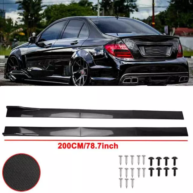 78.7" Carbon Fiber Side Skirts Extension Lip Splitter For Benz W204 W205 C300 US