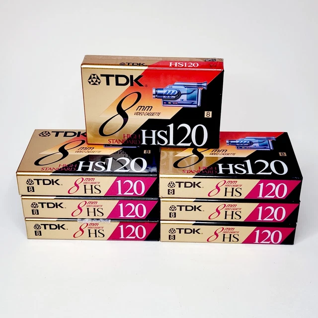 Lote de 7 cintas de video para videocasete TDK 8 mm HS120 alto estándar sellado