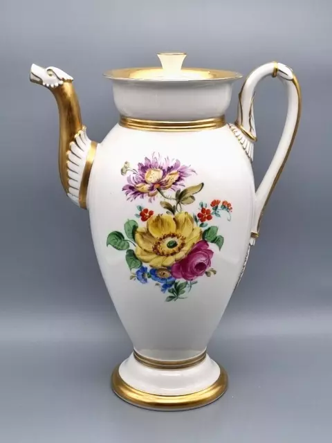 Meissen Porzellan Kanne, antik, Blumen Buketts, Streublumen, Knaufzeit, Empire