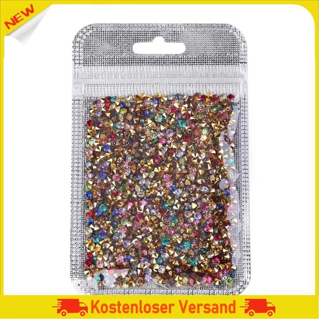1000 Stück 3 mm Mixed Nail Art Strass Wunderschöne DIY Maniküre Charms (Gold)