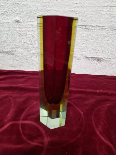 Murano Block Vase Sommerso Flavio Poli Seguso Vetri d’Arte 60er Glas sechseckig