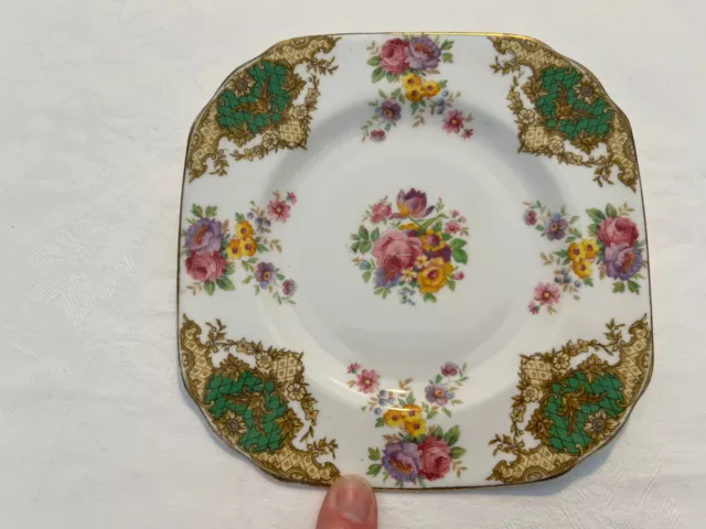 Vintage Tuscan 'Provence' White Square Butter/Side Plate With Flowers & Pattern
