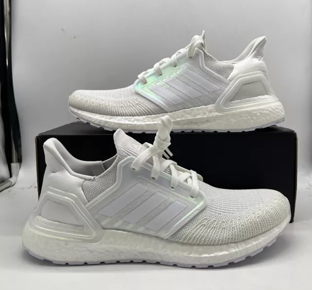 Adidas Ultra Boost 20 Triple White Iridescent Running Shoes FW8721 Mens Size 3