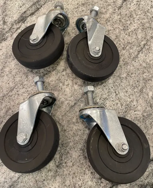 4 Inch Heavy Duty CASTERS with Swivel Plate & Threaded Stud (Lots of 4)