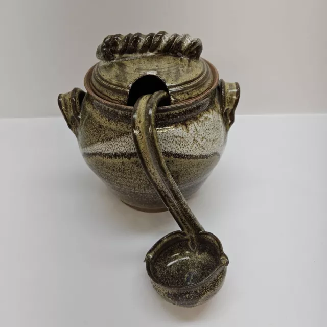 Handmade Studio Art Pottery Soup Stew Tureen with Lid and Ladle Stoneware