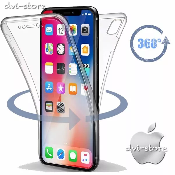 Custodia per iPhone X 5s 6 7 8 Cover Fronte Retro 360° Full Body Touch Silicone