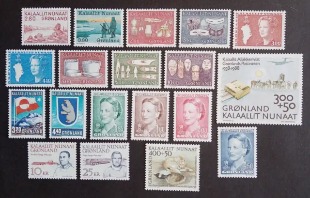 Groenland  Greenland  19 Timbres  Differents  Neufs **  1987/1990  Cote 64 Euros