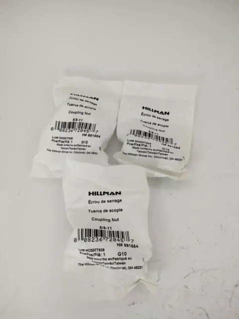 HIllman 881654 Coupling Nut 5/8-11 Thread Pack of 3