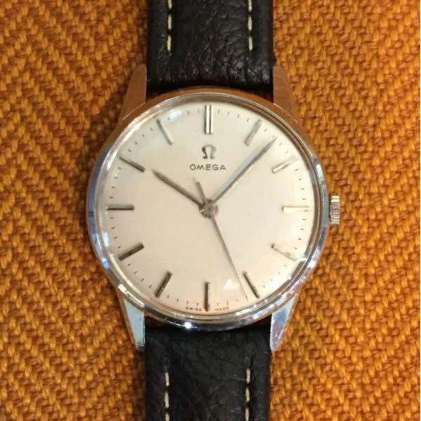 Omega Vintage Acciaio Inox Manuale Carica Orologio da Uomo Autentico Funzionanti